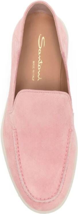 Santoni Klassieke Leren Loafers Pink Dames