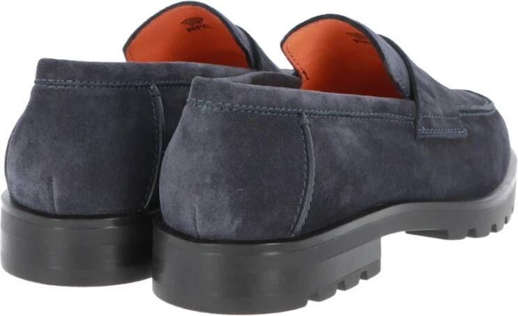 Santoni Klassieke Leren Moccasin Schoenen Blue Heren