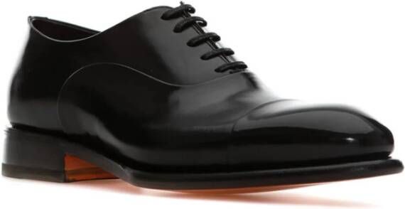 Santoni Klassieke Oxford Schoenen van Zwart Leer Black Heren