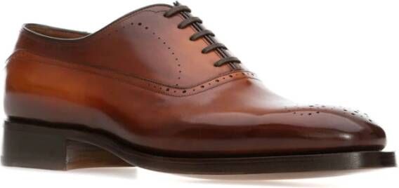 Santoni Klassieke Oxford Schoenen van Zwart Leer Brown Heren