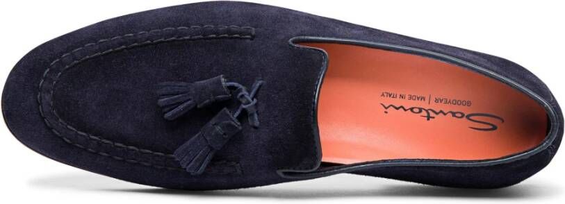 Santoni Klassieke Suede Loafer Blue Heren