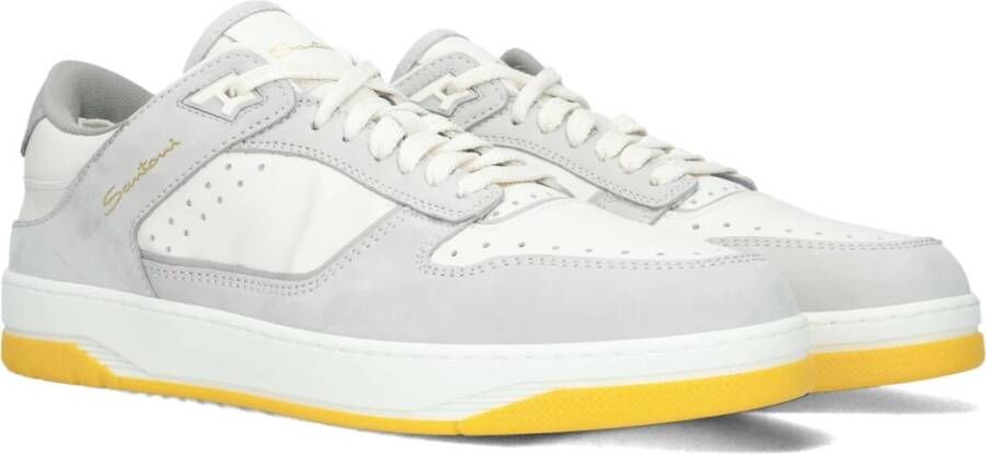 Santoni Lage Air Sneakers Grijs Leer Gray Heren