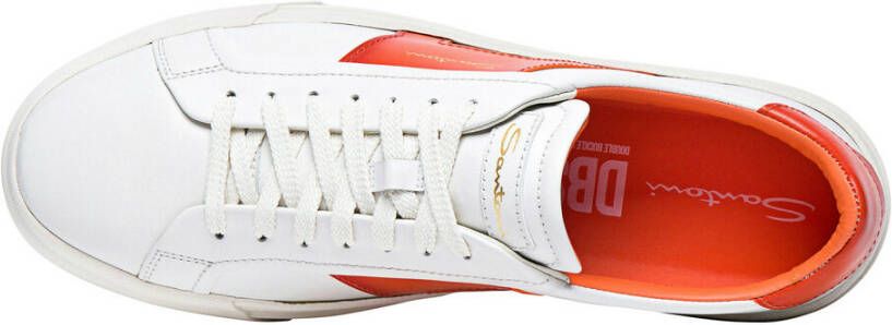 Santoni Leren dubbele gesp sneakers Oranje Heren