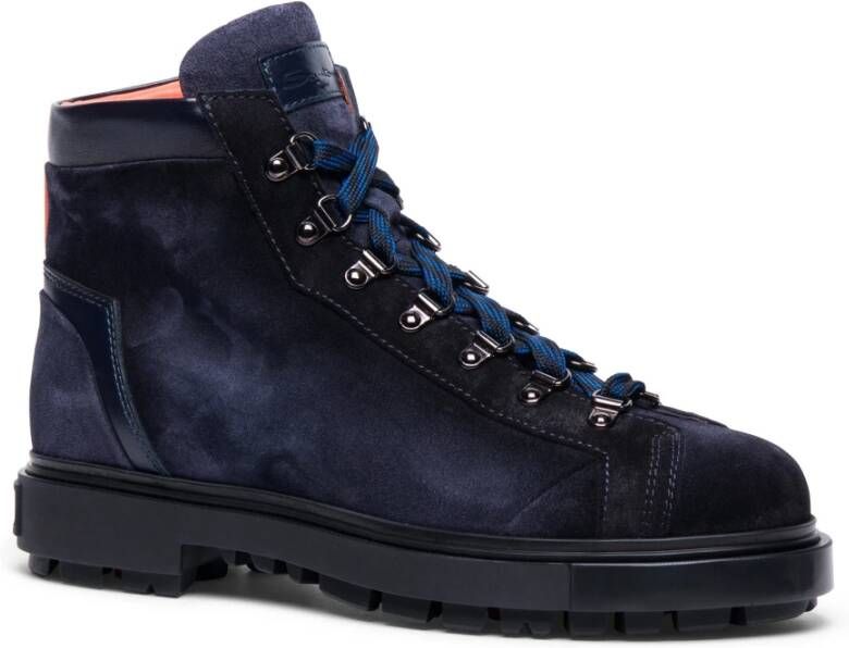 Santoni Leren bergschoen voor heren Blue Heren