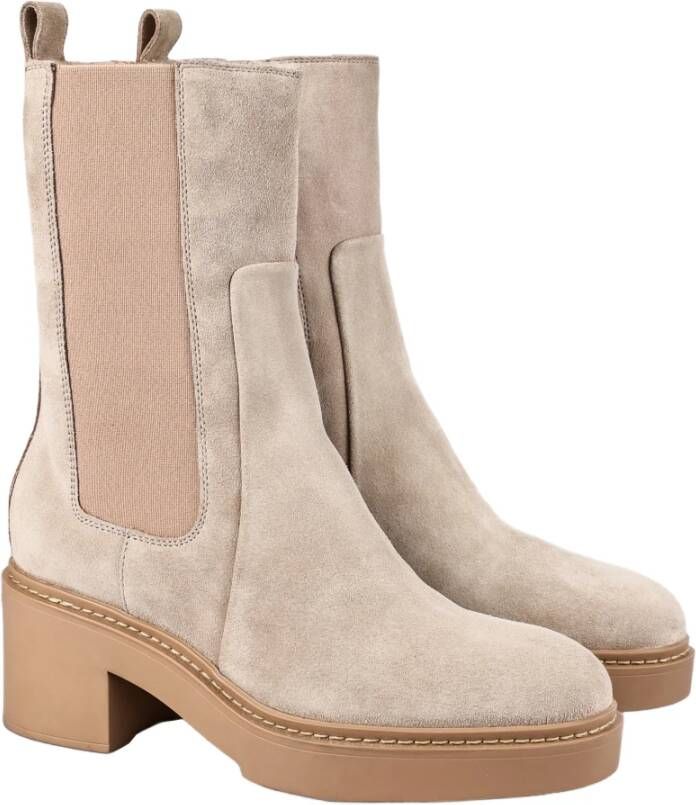 Santoni Leren Chelsea Boots voor vrouwen Beige Dames