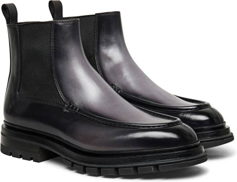 Santoni Leren Chelsea laars voor heren Black Heren