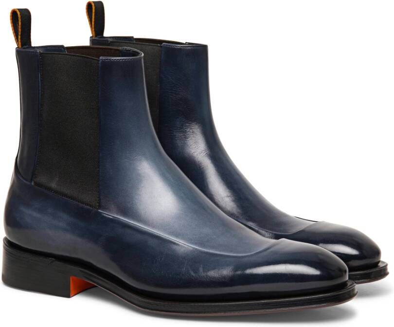 Santoni Leren Chelsea laars voor heren Blue Heren