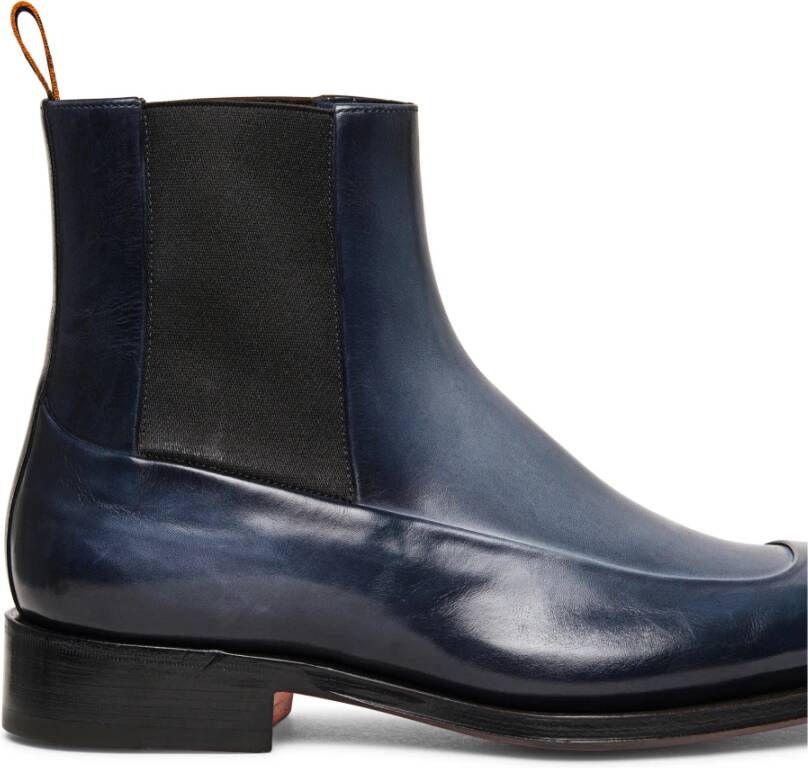 Santoni Leren Chelsea laars voor heren Blue Heren