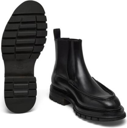 Santoni Leren Chelsea Laarzen Black Heren