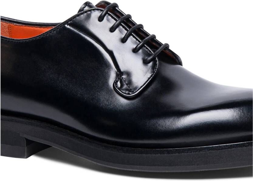 Santoni Leren Derby schoen voor heren Black Heren