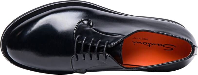 Santoni Leren Derby schoen voor heren Black Heren