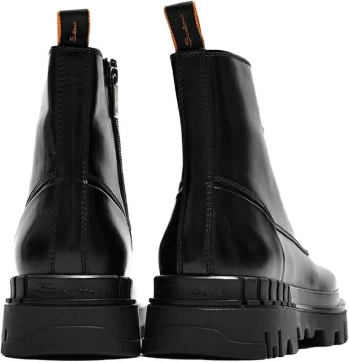 Santoni Leren Enkellaarzen Black Heren