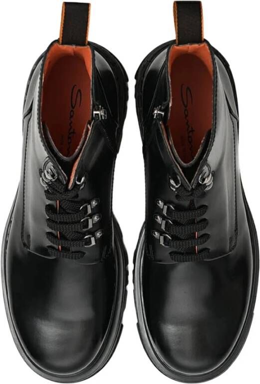 Santoni Leren Enkellaarzen Black Heren