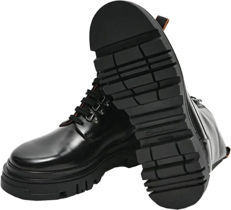 Santoni Leren Enkellaarzen Black Heren