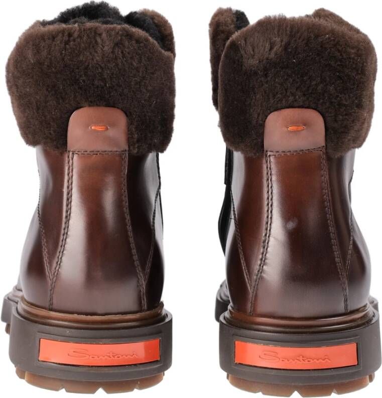 Santoni Leren Enkellaarzen Brown Heren