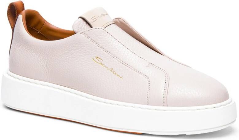 Santoni Leren instap sneaker voor dames White Dames