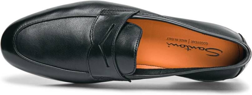 Santoni Leren instapper voor heren Black Heren