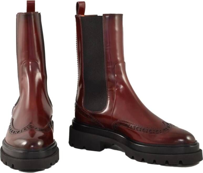 Santoni Leren laarzen met rubberen zool Red Dames