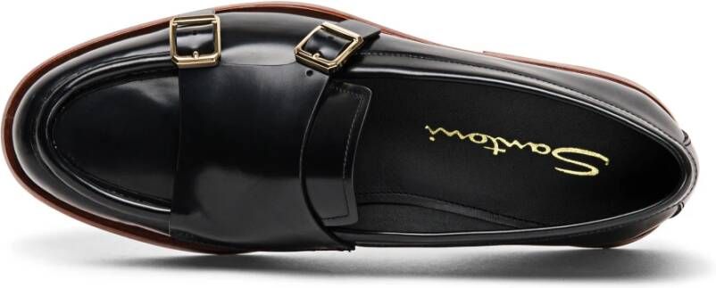 Santoni Leren Loafer voor Vrouwen Black Dames