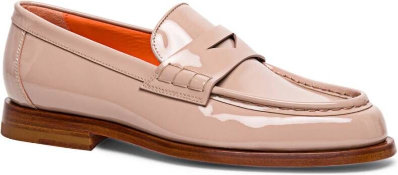 Santoni Leren Loafer voor Vrouwen Pink Dames