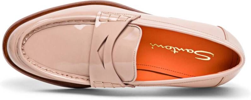 Santoni Leren Loafer voor Vrouwen Pink Dames