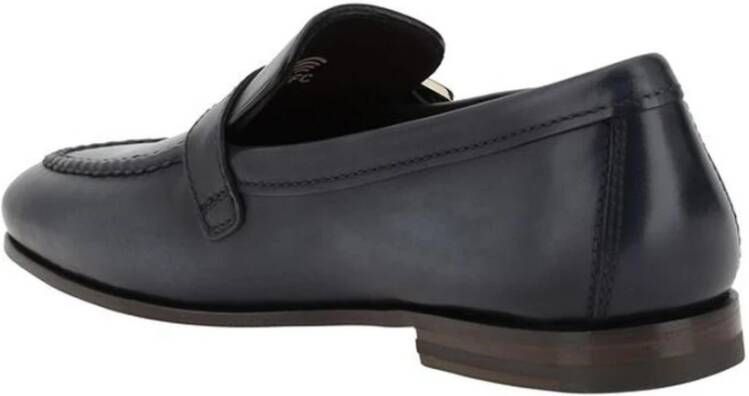 Santoni Leren loafers met contrasterende gesp en rubberen halve hak Blue Heren