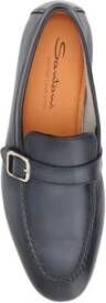 Santoni Leren loafers met contrasterende gesp en rubberen halve hak Blue Heren