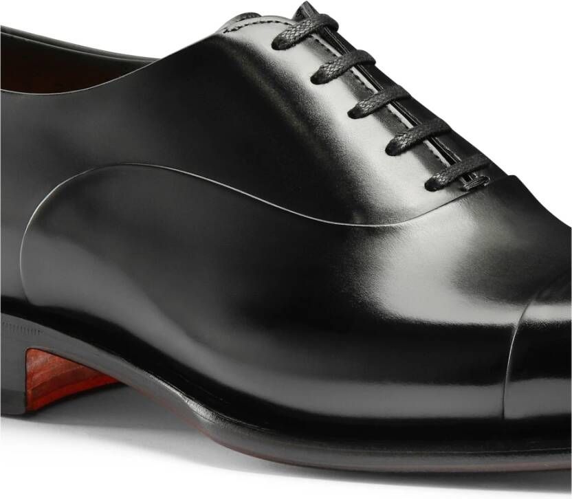 Santoni Leren Oxford veterschoen Black Heren