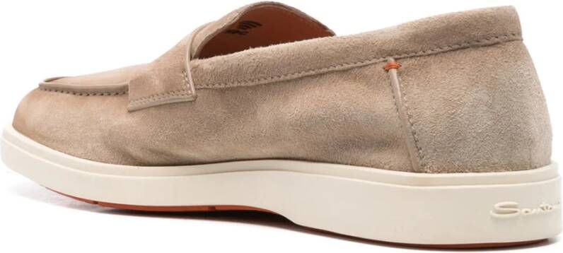 Santoni Leren Penny Loafers Gemaakt in Italië Beige Heren