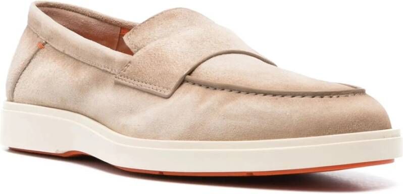 Santoni Leren Penny Loafers Gemaakt in Italië Beige Heren