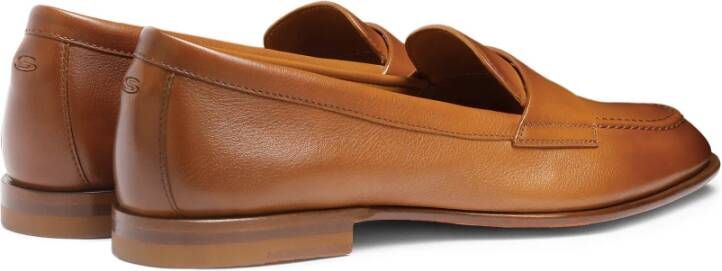 Santoni Leren pennyloafer voor dames Brown Dames