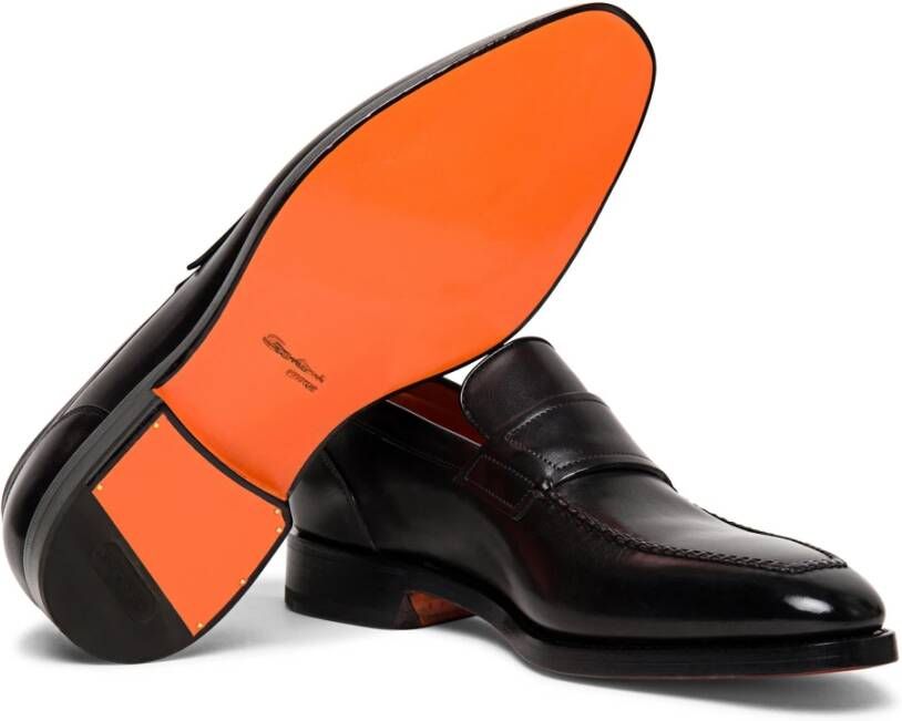 Santoni Leren pennyloafer voor heren Brown Heren