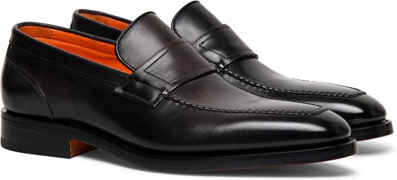 Santoni Leren pennyloafer voor heren Brown Heren