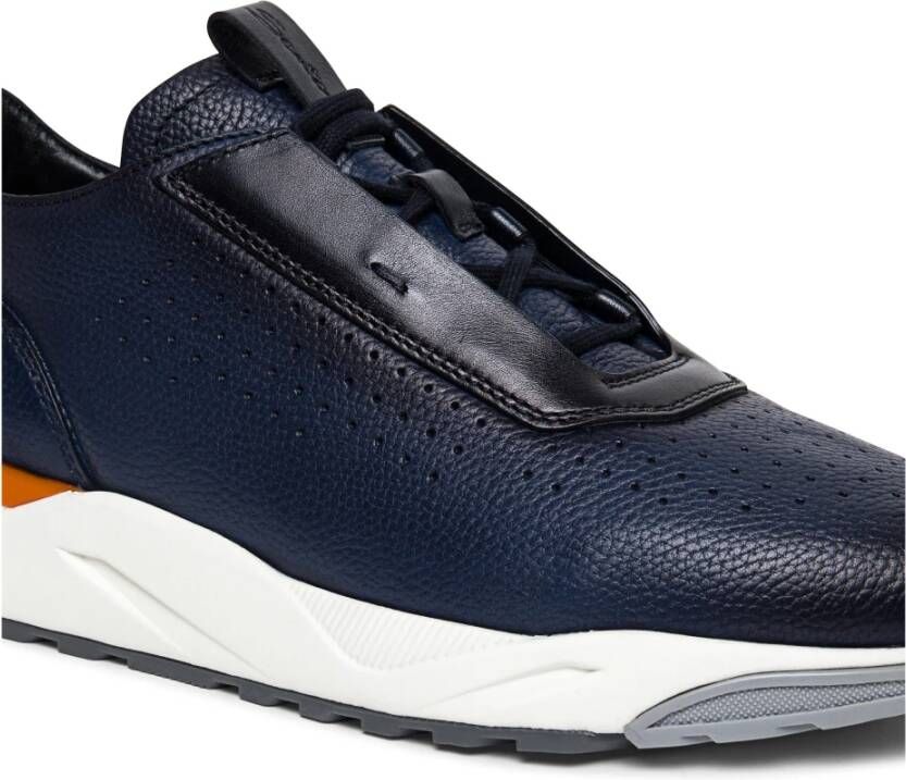 Santoni Leren Sneaker Blue Heren