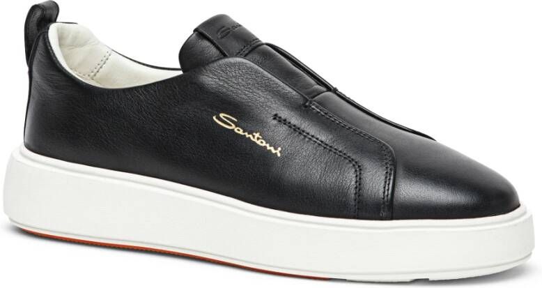 Santoni Leren sneaker voor dames Black Dames