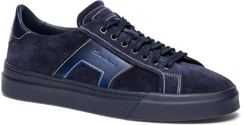 Santoni Leren sneaker voor heren Blue Heren