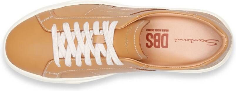 Santoni Leren sneaker voor heren Brown Heren