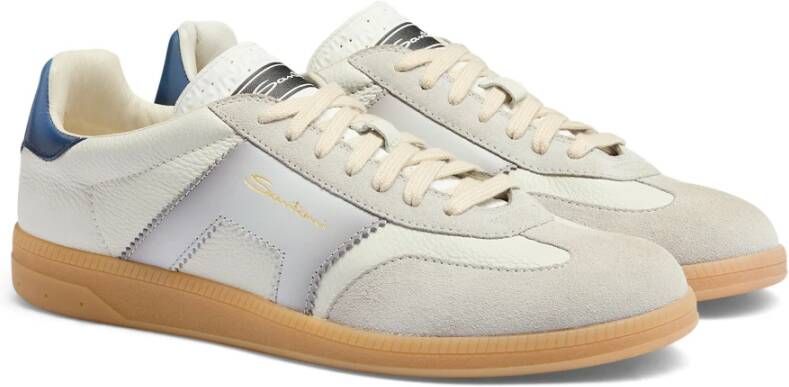 SANTONI Lage Sneakers Heren Dbs Olympic Maat: 10 Materiaal: Suède Kleur: Wit