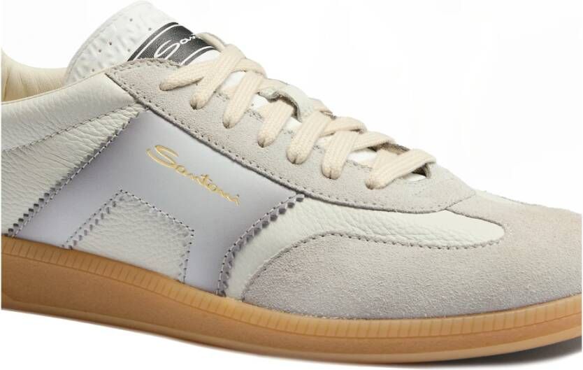 Santoni Leren sneaker voor heren Gray Heren