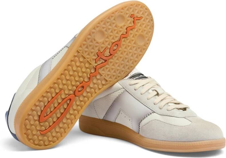 Santoni Leren sneaker voor heren Gray Heren