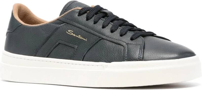 Santoni Leren Sneakers Blue Heren