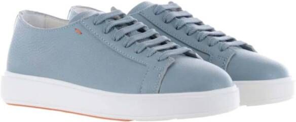 Santoni Leren Sneakers Blue Heren