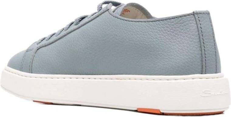 Santoni Leren Sneakers Blue Heren