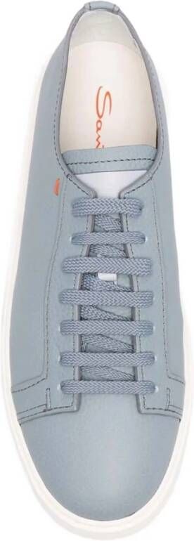 Santoni Leren Sneakers Blue Heren