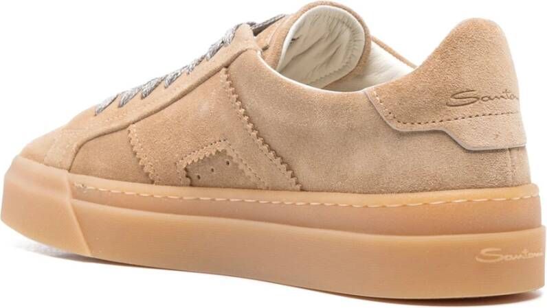 Santoni Leren Sneakers Gemaakt in Italië Beige Dames