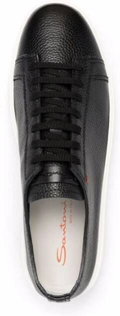 Santoni Leren Sneakers met Korrelige Textuur Black Heren