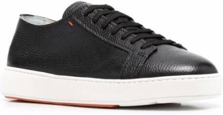 Santoni Leren Sneakers met Korrelige Textuur Black Heren