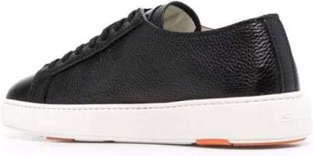 Santoni Leren Sneakers met Korrelige Textuur Black Heren