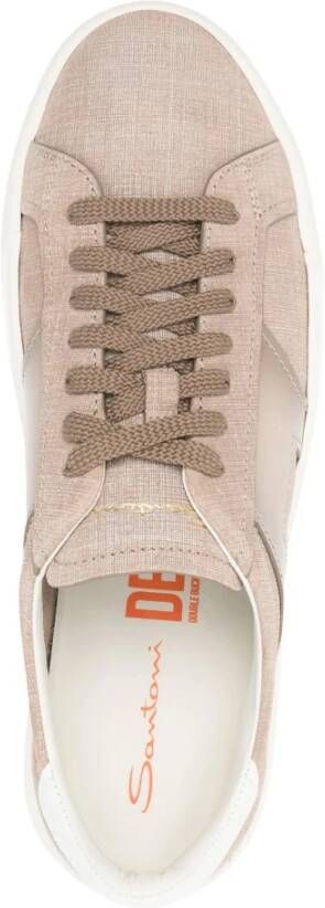 Santoni Leren sneakers met rubberen zool Beige Heren