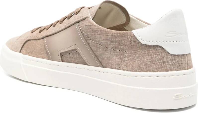 Santoni Leren sneakers met rubberen zool Beige Heren